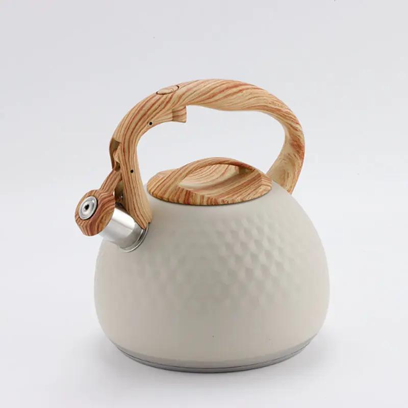 g8buynz g8buynz Whistling 304 Stainless Steel Diamond Pattern Tea Kettle with Wood Grain Handle Whistling 304 Stainless Steel Diamond Pattern Tea Kettle with Wood Grain Handle