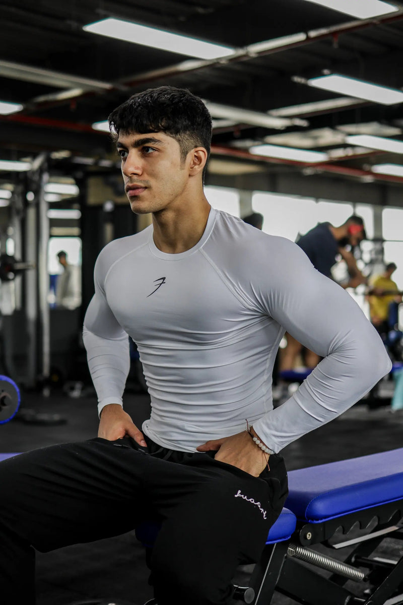 Compression Fullsleeves T-shirt White by Fuaark Nz