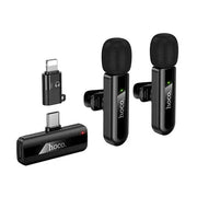 Dual Wireless Digital Microphone w/ USB-C Connector + Lightning Adaptor, DSP Noise Cancellation by BroDeals