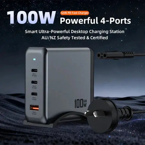100W 4-Port PD GaN Ultra Fast Desktop Charging Station by BroDeals