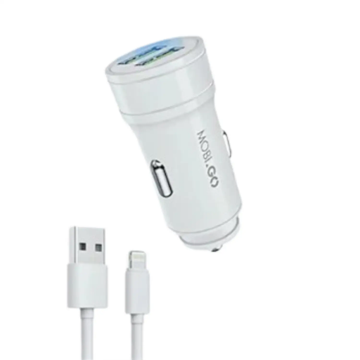 Mobigo Dual USB Car Charger With Lightning Cable GO221L by 9eight5