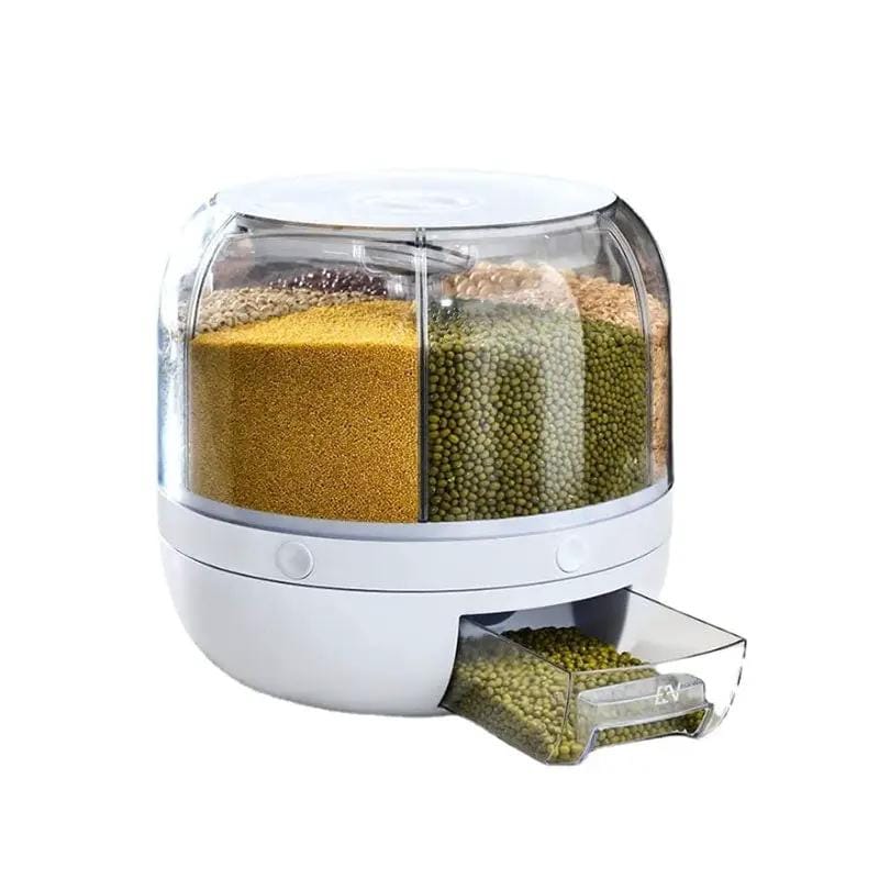 g8buynz g8buynz Rice Dispenser 6-Grid Rice Storage Container Rotating Rice Storage Bucket Rice Dispenser 6-Grid Rice Storage Container Rotating Rice Storage Bucket