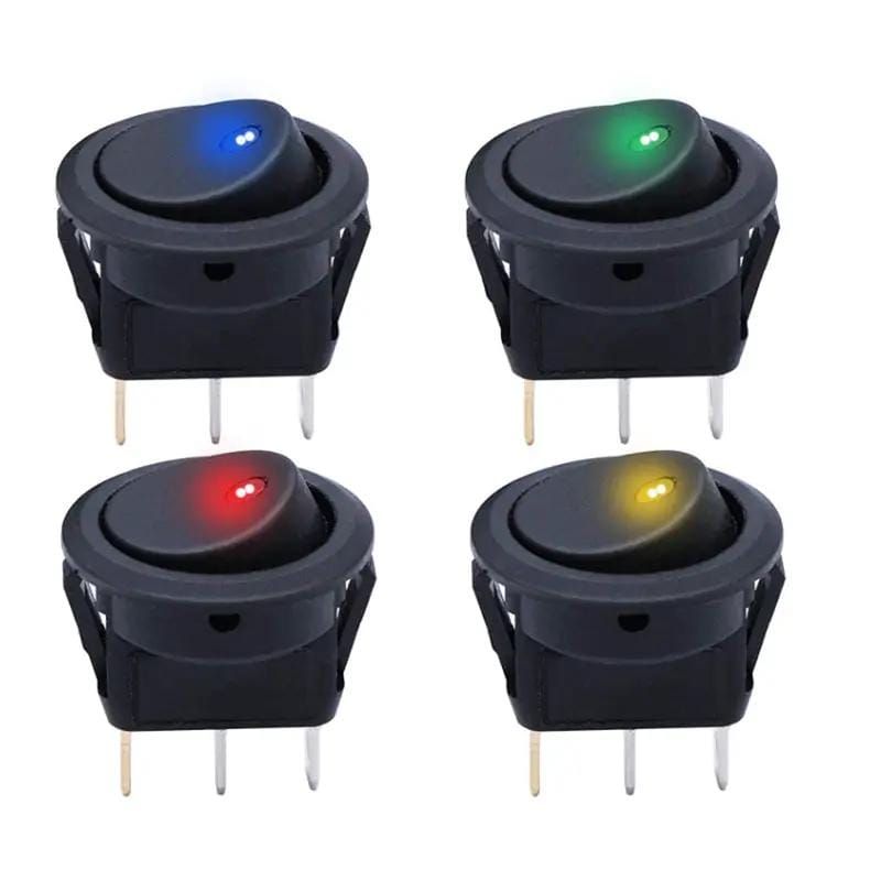 g8buynz g8buynz 12 pcs 12V Round Rocker Switch Lighted SPST Switch Blue LED Light up 20A 3 12 pcs 12V Round Rocker Switch Lighted SPST Switch Blue LED Light up 20A 3