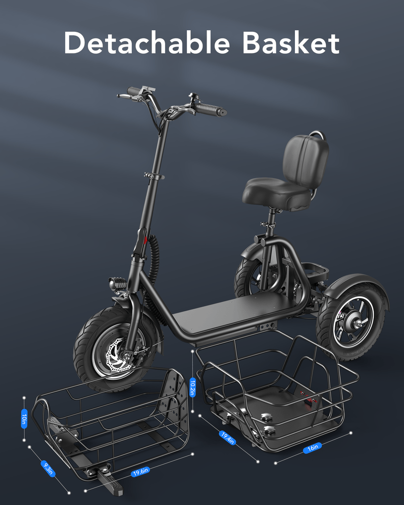 Kiwi eRide Kiwi eRide 3 Wheel Electric Scooter with Seat Gyroor C5 3 Wheel Electric Scooter with Seat Gyroor C5