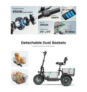Kiwi eRide Kiwi eRide 3 Wheel Electric Scooter with Seat Gyroor C5 3 Wheel Electric Scooter with Seat Gyroor C5