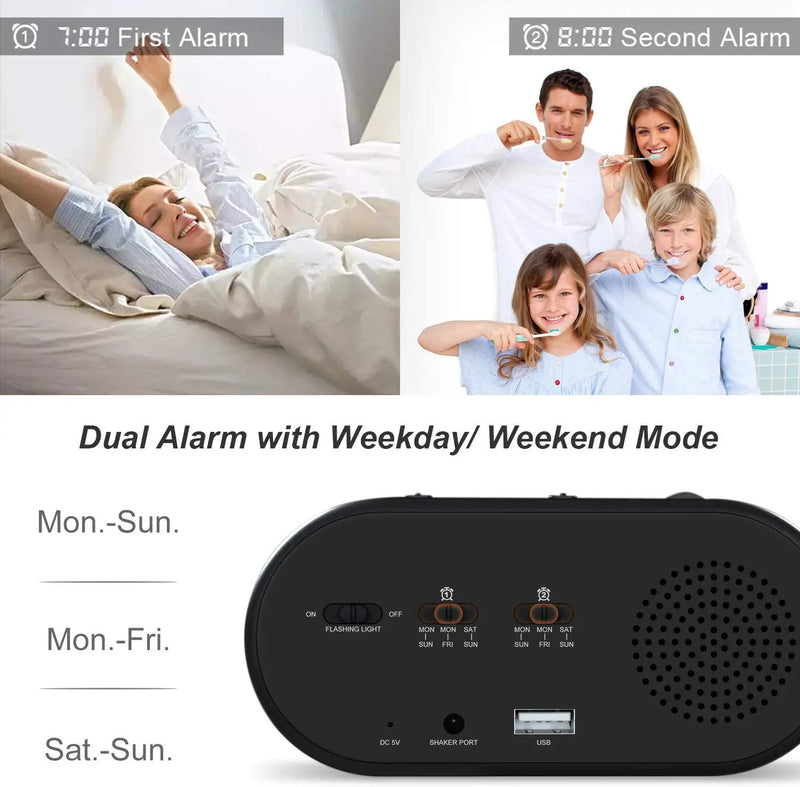 Super Loud Alarm Clock with Bed Shaker by salelink.co.nz