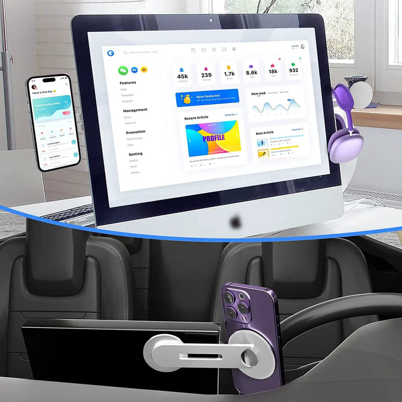 New Magnetic Laptop Phone Holder Silver by salelink.co.nz