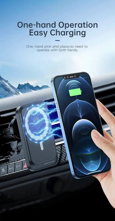 Magnetic Wireless Car Charger Black by salelink.co.nz