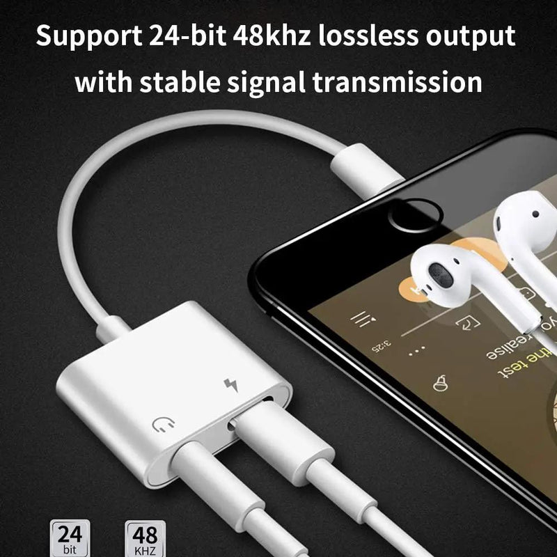 2 in 1 Dual Lightning Audio Charge Adapter by salelink.co.nz