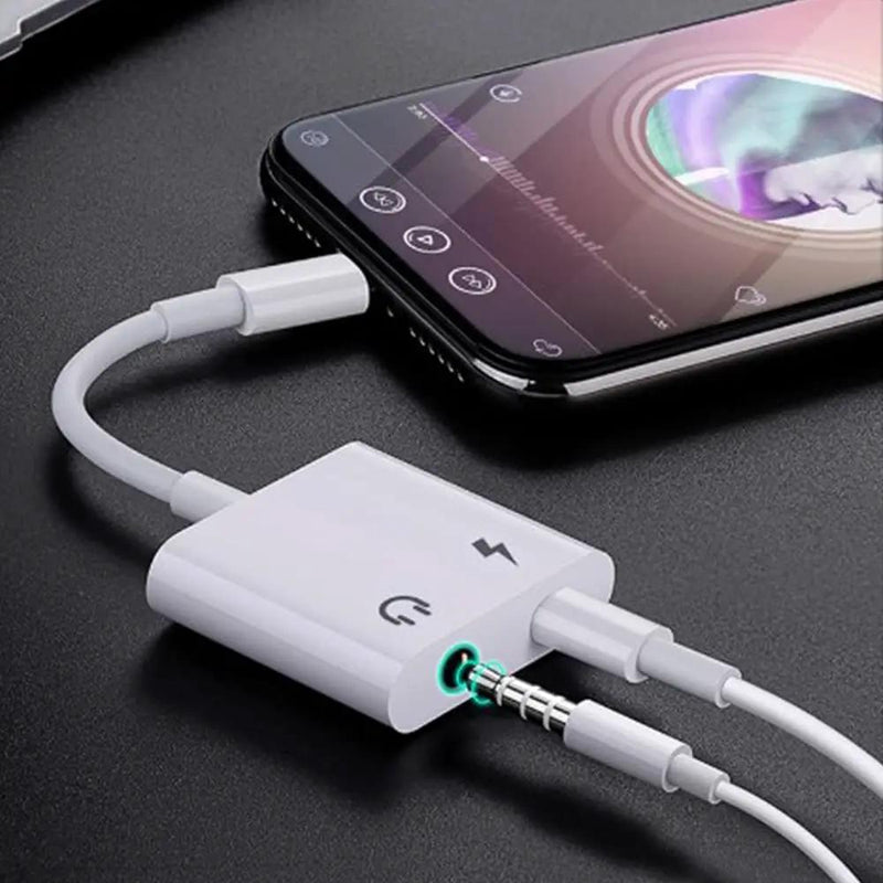 2 in 1 Dual Lightning Audio Charge Adapter by salelink.co.nz
