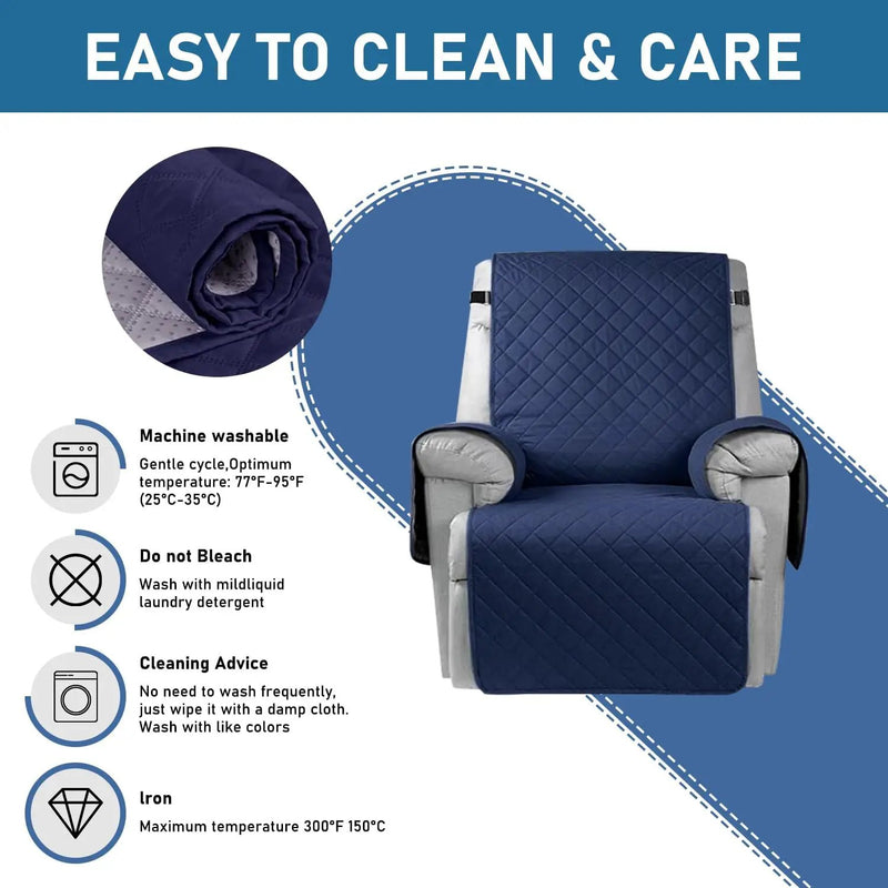 Recliner Sofa Chair Cover Navy-L by salelink.co.nz