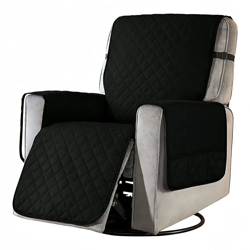 Recliner Sofa Chair Cover Black-L by salelink.co.nz