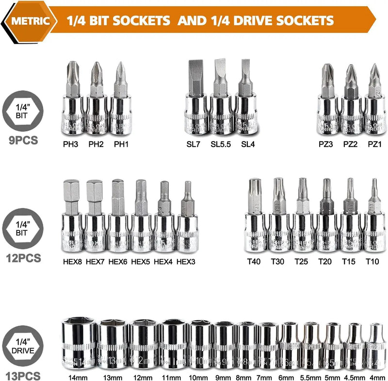 46Pcs Ratchet Wrench Socket Set by salelink.co.nz