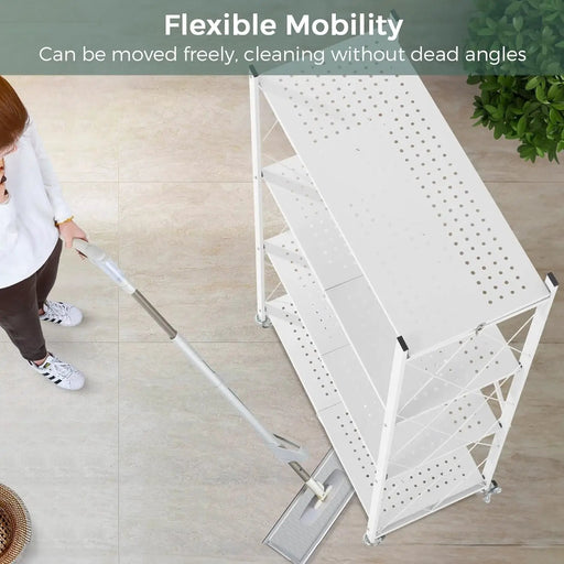 Folding Shelving Rack White-4-Tier by salelink.co.nz