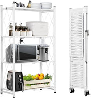 Folding Shelving Rack White-4-Tier by salelink.co.nz