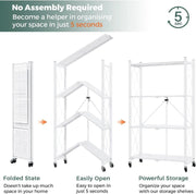 Folding Shelving Rack White-4-Tier by salelink.co.nz