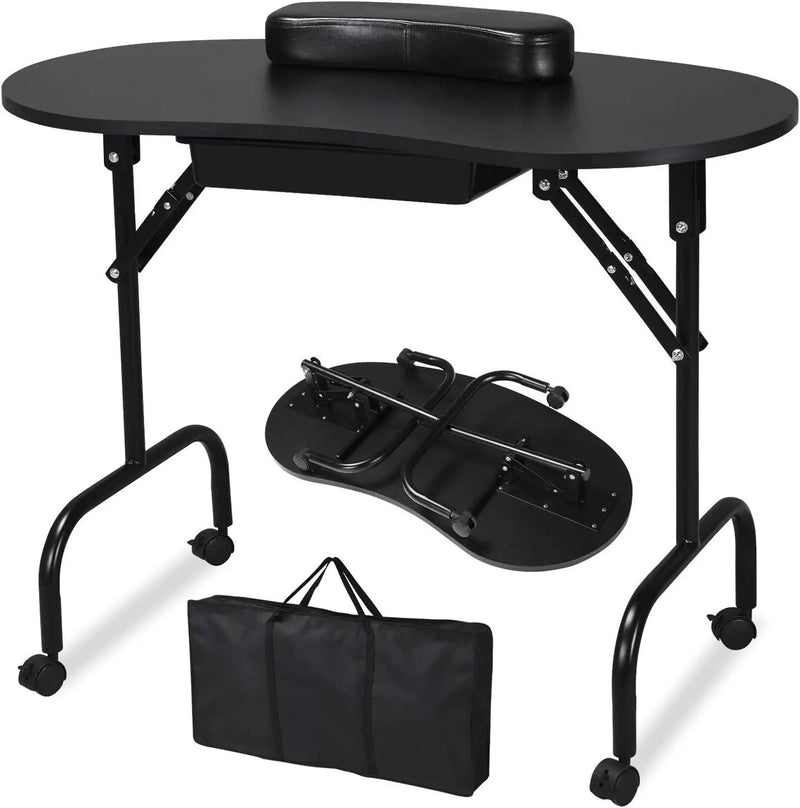 Folding Manicure Table Black by salelink.co.nz