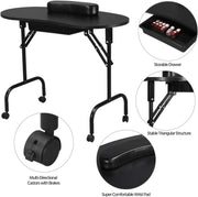 Folding Manicure Table Black by salelink.co.nz