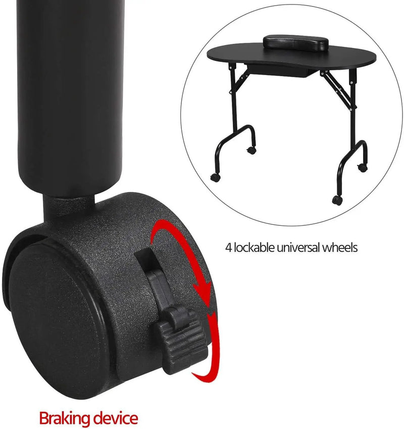 Folding Manicure Table Black by salelink.co.nz