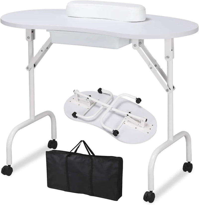 Folding Manicure Table White by salelink.co.nz