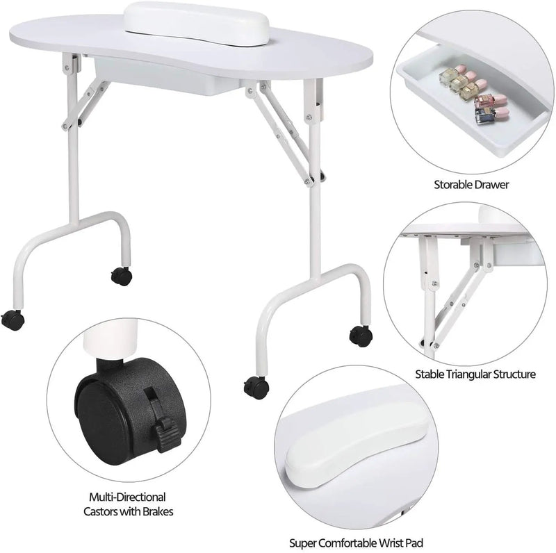 Folding Manicure Table White by salelink.co.nz