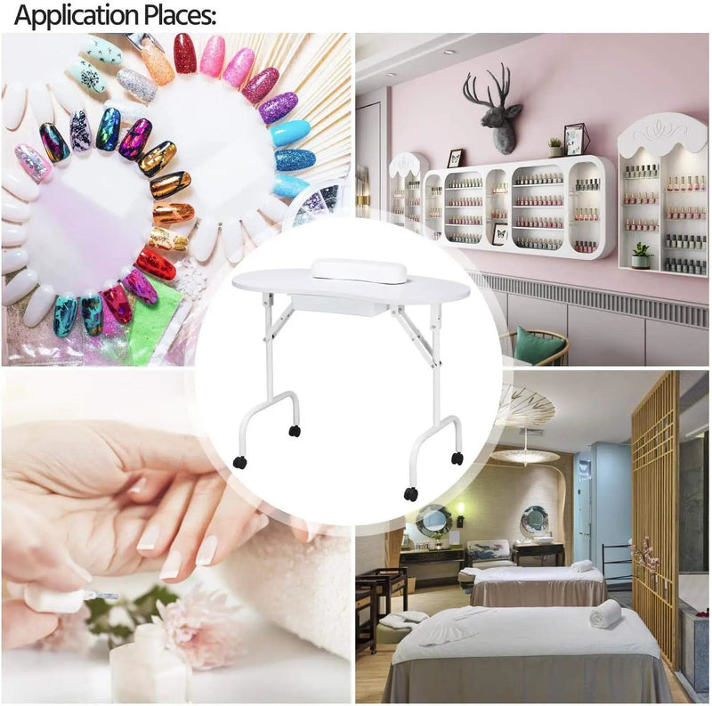 Folding Manicure Table White by salelink.co.nz
