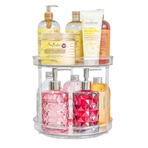 2 Tier Lazy Susan Turntable Organizer Spice Rack Makeup Organizer by salelink.co.nz