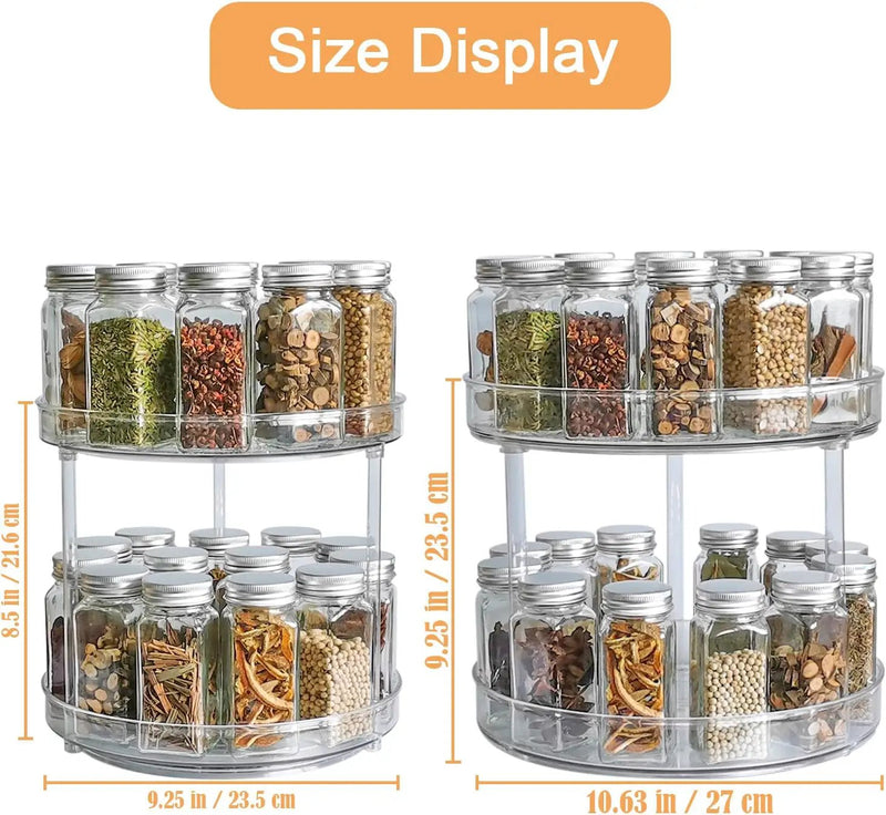 2 Tier Lazy Susan Turntable Organizer Spice Rack Makeup Organizer by salelink.co.nz