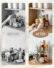 2 Tier Lazy Susan Turntable Organizer Spice Rack Makeup Organizer by salelink.co.nz