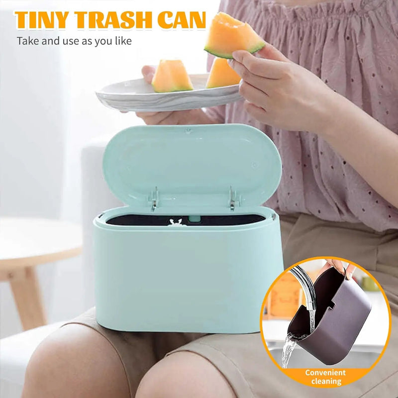Desktop Trash Can with Lid by salelink.co.nz