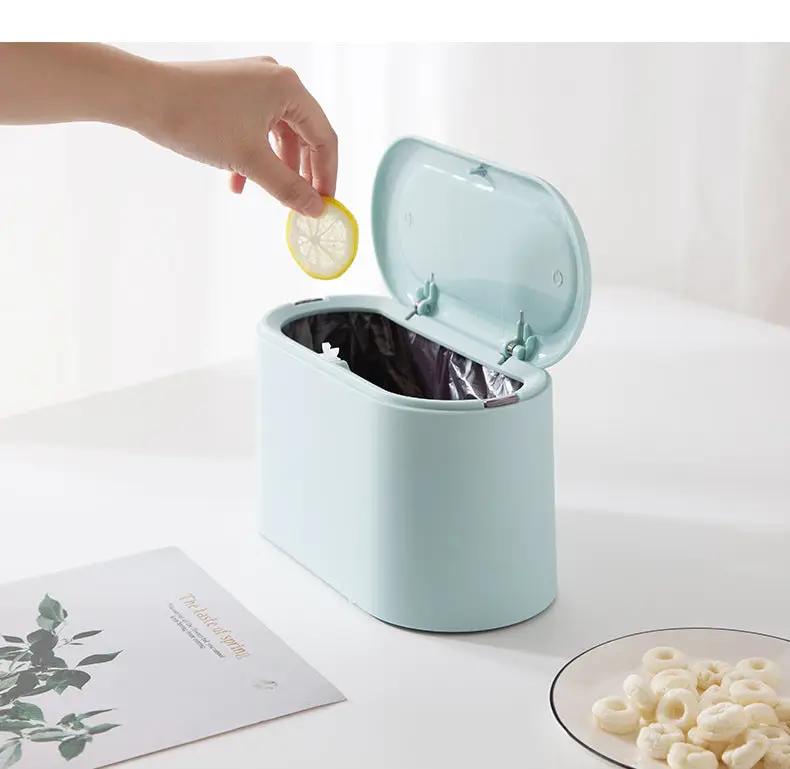 Desktop Trash Can with Lid by salelink.co.nz