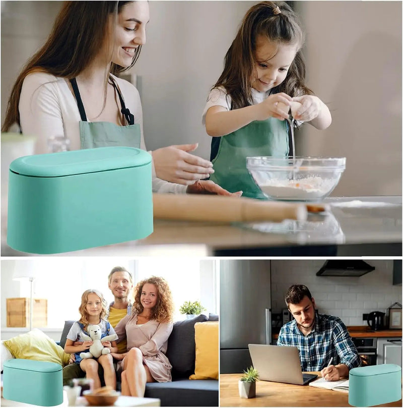 Desktop Trash Can with Lid by salelink.co.nz