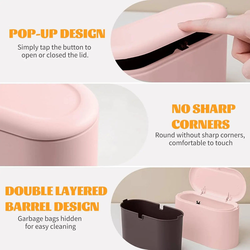 Desktop Small Trash Can Pink by salelink.co.nz