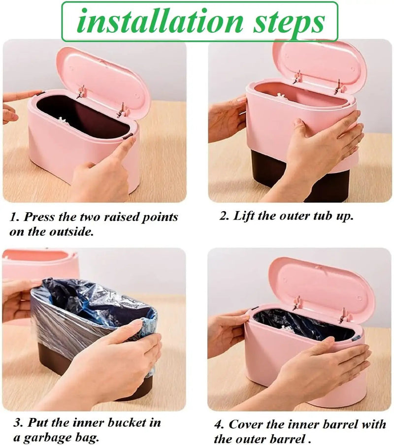 Desktop Small Trash Can Pink by salelink.co.nz