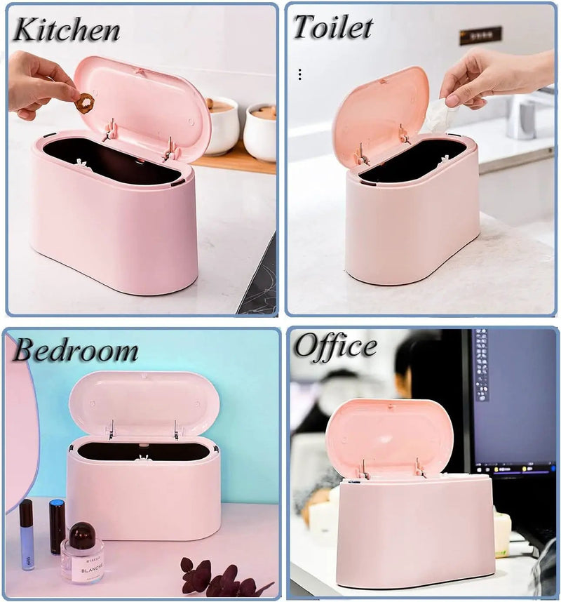 Desktop Small Trash Can Pink by salelink.co.nz
