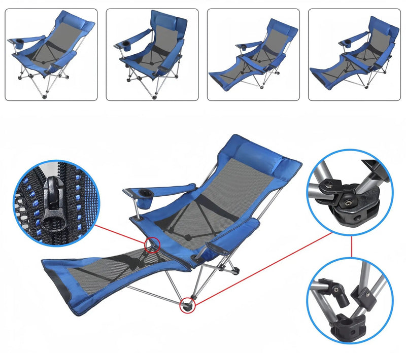 Reclining Camping Chair with Footrest by salelink.co.nz