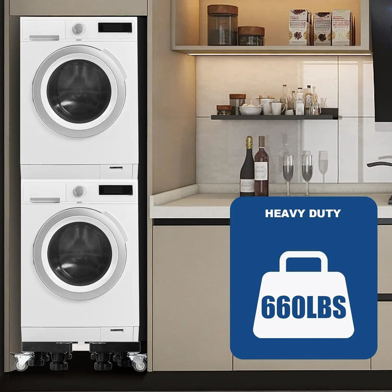 Movable Washing Machine Stand Adjustable Refrigerator Wheels Washer Dryer Base by salelink.co.nz