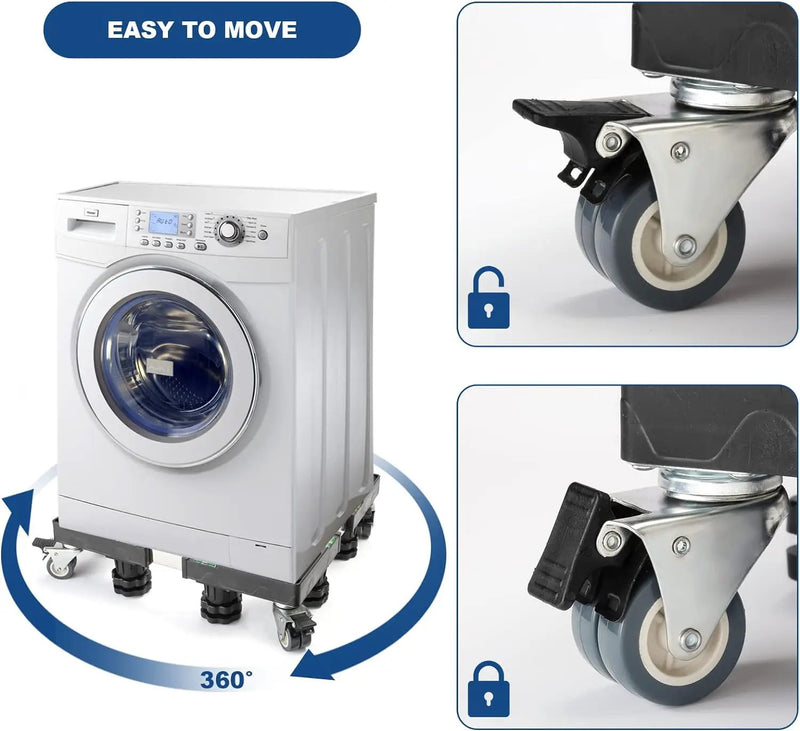 Movable Washing Machine Stand Adjustable Refrigerator Wheels Washer Dryer Base by salelink.co.nz