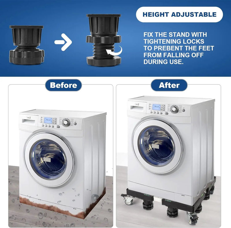 Movable Washing Machine Stand Adjustable Refrigerator Wheels Washer Dryer Base by salelink.co.nz