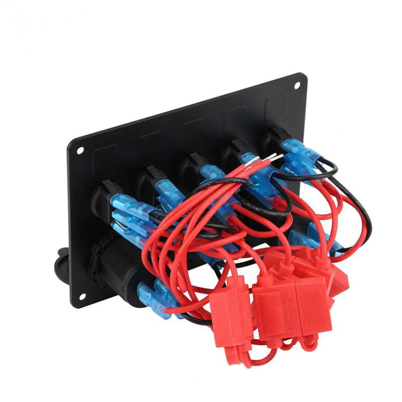 5-Gang Multi-Functional Rocker Switch Panel With Dual USB Charger by salelink.co.nz
