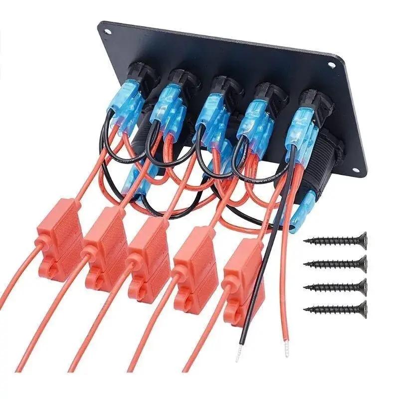 5-Gang Multi-Functional Rocker Switch Panel With Dual USB Charger by salelink.co.nz