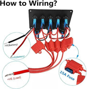 5-Gang Multi-Functional Rocker Switch Panel With Dual USB Charger by salelink.co.nz