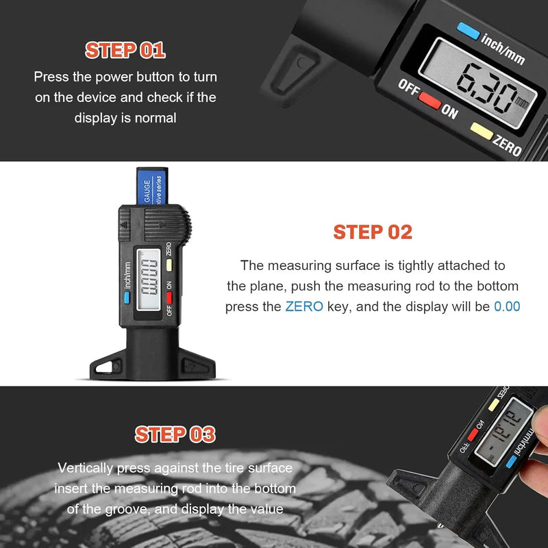 Tyre Tread Depth Gauge Portable Tread Depth Tester by salelink.co.nz