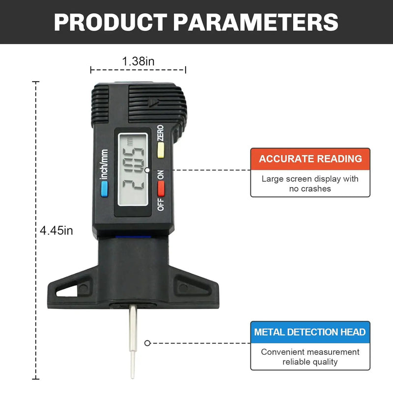 Tyre Tread Depth Gauge Portable Tread Depth Tester by salelink.co.nz