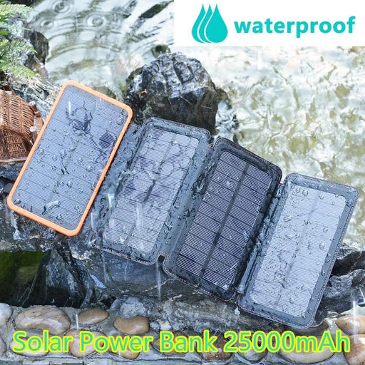 Solar Power Bank with 4 Panels 25000mAh by salelink.co.nz