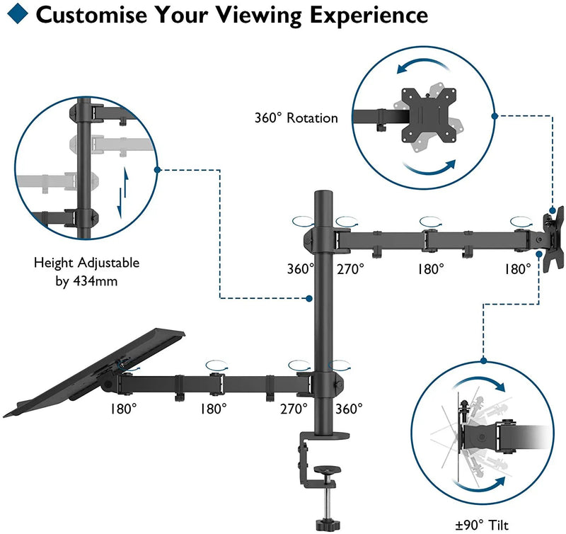 Monitor Arm Mount with Laptop Tray by salelink.co.nz