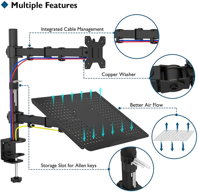 Monitor Arm Mount with Laptop Tray by salelink.co.nz