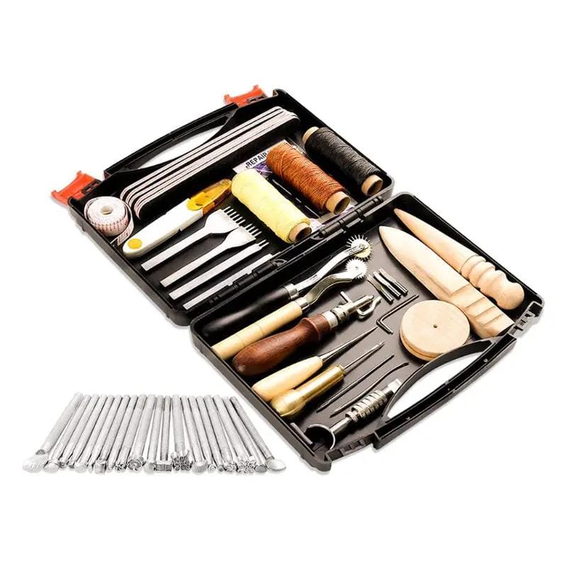 g8buynz g8buynz 48 Pieces Leather Working Tools and Supplies with Leather Tool Box 48 Pcs 48 Pieces Leather Working Tools and Supplies with Leather Tool Box 48 Pcs