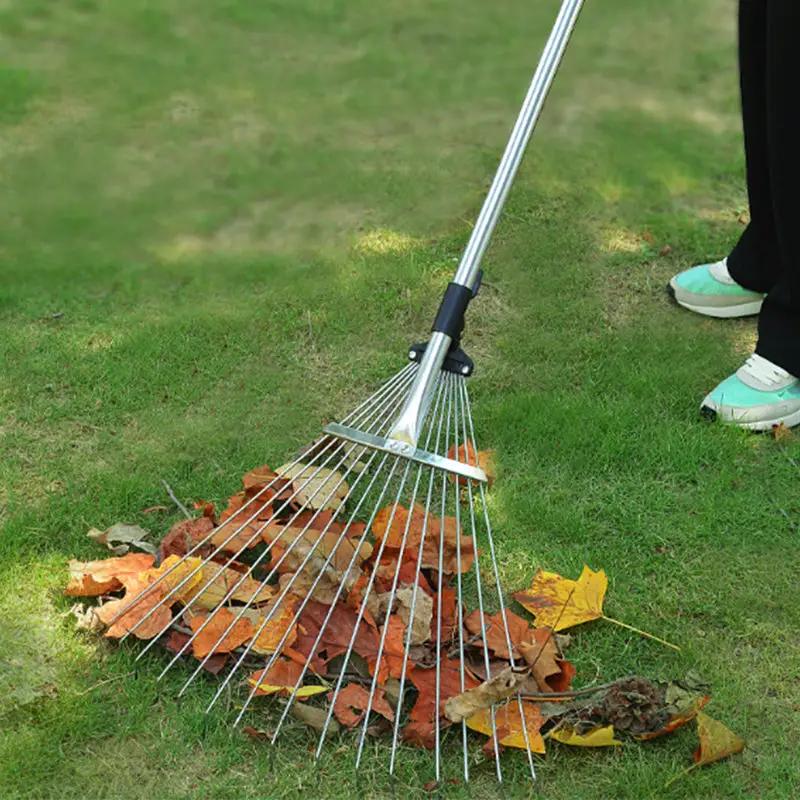 g8buynz g8buynz Stainless steel Leaf Rake Adjustable Garden Camping Rake Stainless steel Leaf Rake Adjustable Garden Camping Rake