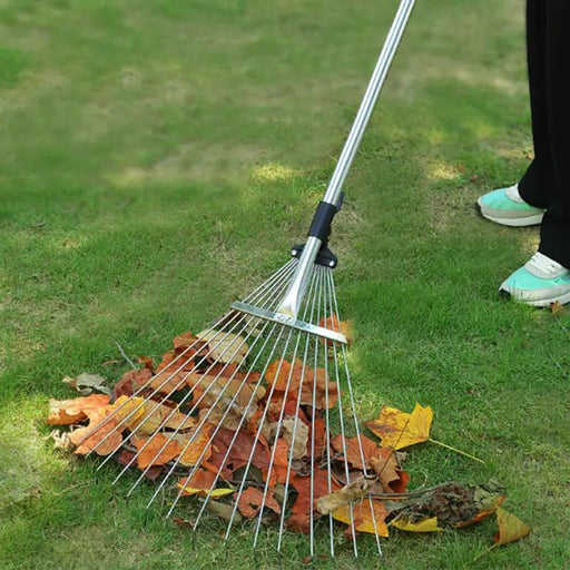 g8buynz g8buynz Stainless steel Leaf Rake Adjustable Garden Camping Rake Stainless steel Leaf Rake Adjustable Garden Camping Rake
